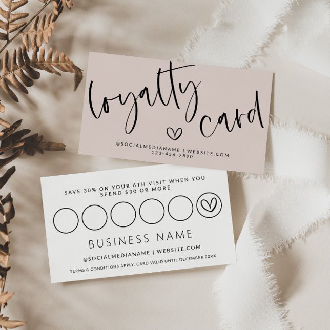 Modern Boho Pink Loyalty Discount Punch Card (Modern Boho Pink Loyalty Card)