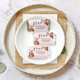 Modern Boho Pink Wildflowers Graduation Hershey's Miniatures