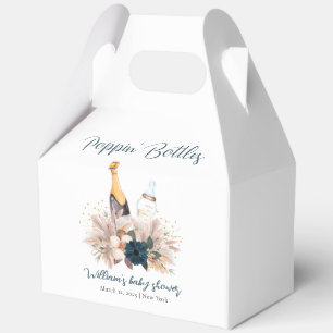 Modern Boho Poppin Champagne Bottles Baby Shower Favor Boxes