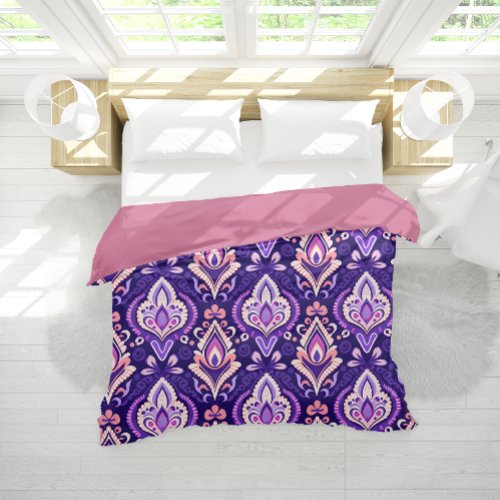 Modern Boho Purple Paisley Chic Bedding Duvet Cover