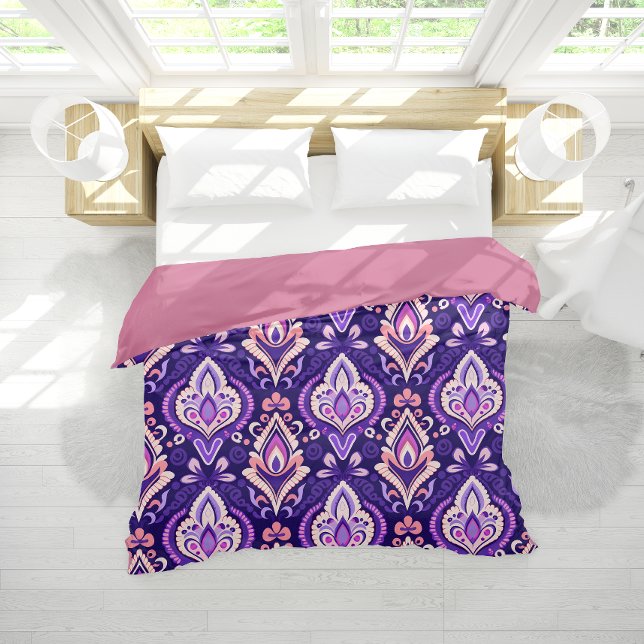Modern Boho Purple Paisley Chic Bedding Duvet Cover (Creator Uploaded)