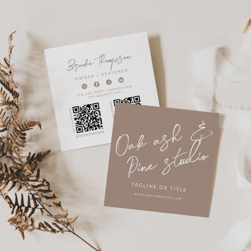 Customizable Modern Boho QR Code Business Card