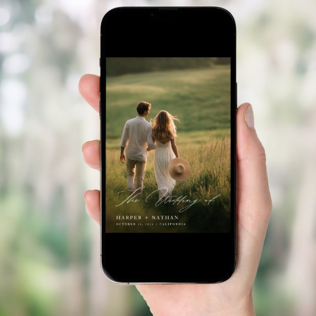 Modern Boho QR CODE Simple 2 Photo Wedding Invitation (Front Digital)