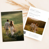 Modern Boho QR CODE Simple 2 Photo Wedding