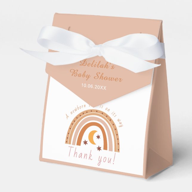 Modern Boho Rainbow Baby Shower Thank You Favor Boxes (Front Side)