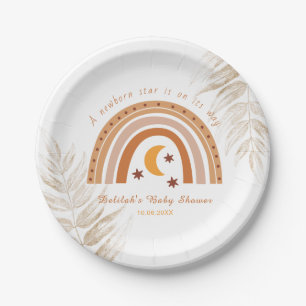 Modern Boho Rainbow Baby Shower Themed Paper Plate