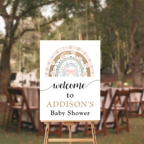 Modern Boho Rainbow Baby Shower Welcome Sign