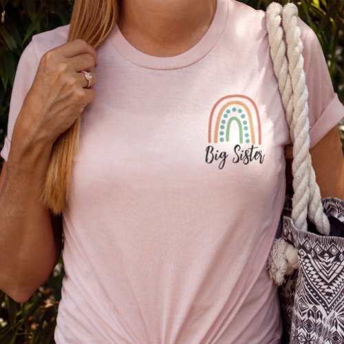 Modern Boho Rainbow Big Sister T_Shirt