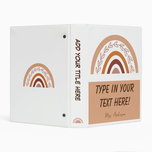 Modern Boho Rainbow Binder, Personalized Binder, Mini Binder (Background)