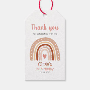 Modern Boho Rainbow Kids Birthday Party Gift Tags