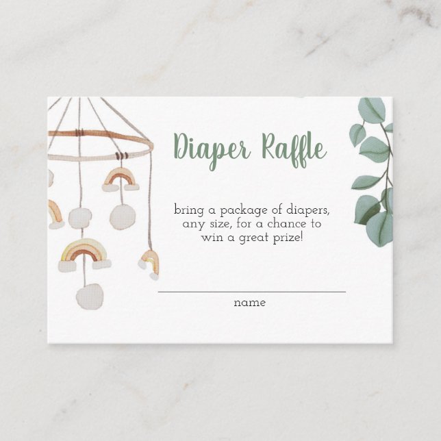 Modern Boho Rainbow Mobile Diaper Raffle Enclosure Card (Front)