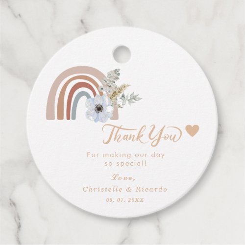 Modern boho rainbow pampas grass thank you wedding favor tags