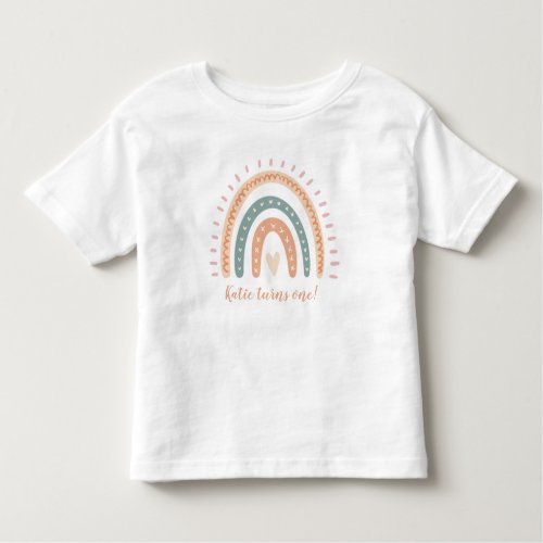 Modern Boho Rainbow Pastel Fiesta 1st Birthday Toddler T_shirt