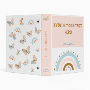 Modern Boho Rainbow Personalized Binder, rainbow Mini Binder