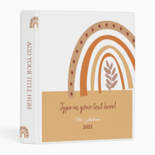 Modern Boho Rainbow Personalized Binder, rainbow Mini Binder