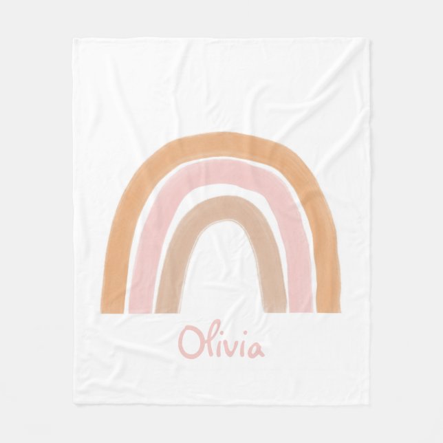 Modern Boho Rainbow Personalized Name Blanket (Front)