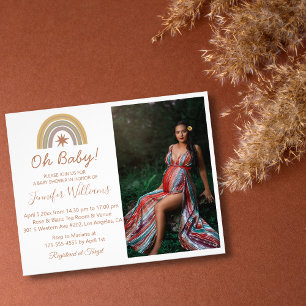 Modern Boho Rainbow Photo Baby Shower invitation Flyer