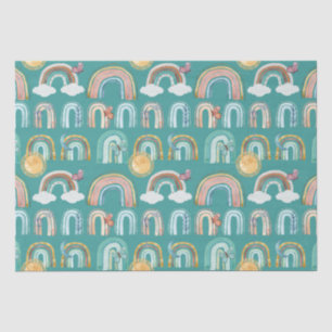 Modern Boho Rainbow Teal Terracotta Mustard Pink Tissue Paper