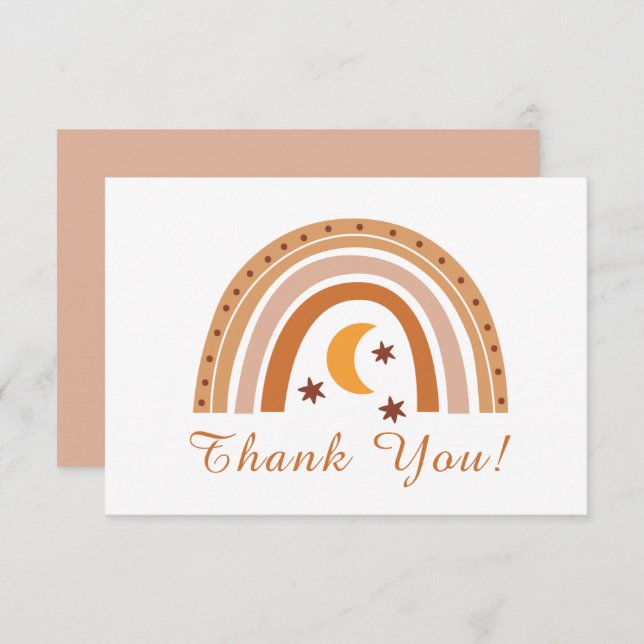 Modern Boho Rainbow Thank You Note Card (Front/Back)
