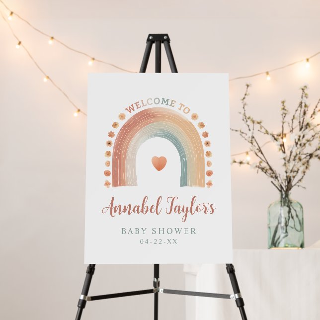 Modern Boho Rainbow Welcome Foam Board – Watercolo (In Situ (Stand))