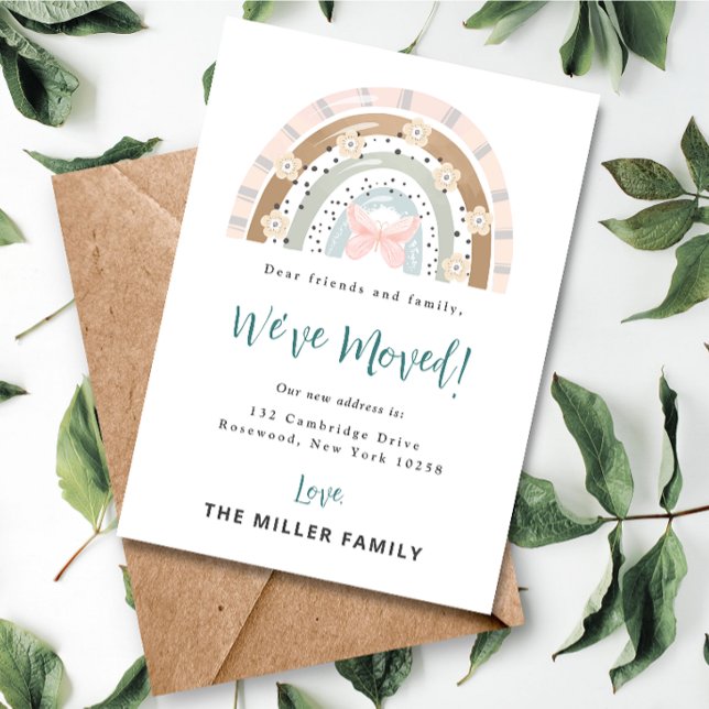 Modern Boho Rainbow We've Moved Annoucement Invitation (Creator Uploaded)
