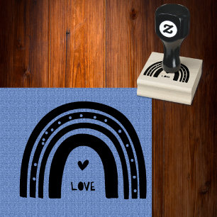 Modern Boho Rainbow with Little Heart Accent Rubber Stamp