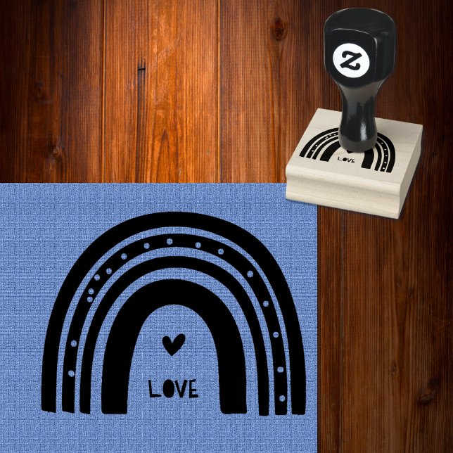 Modern Boho Rainbow with Little Heart Accent Rubber Stamp (Stands out beautifully even on colors.)