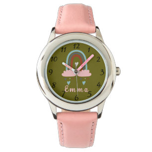 Modern Boho Rainbow with Personalized Name Watch