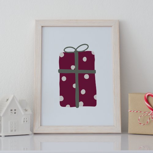 Modern Boho Red And Green Christmas Present Print