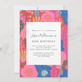 Modern Boho Red Floral 30th Birthday Party Invitation (Front)