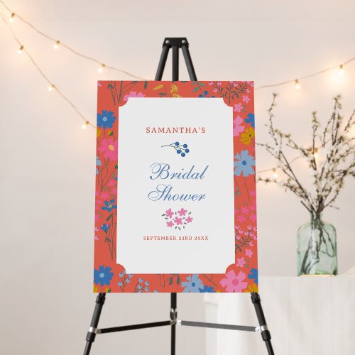Modern Boho Red Floral Wildflowers Bridal Shower Foam Board
