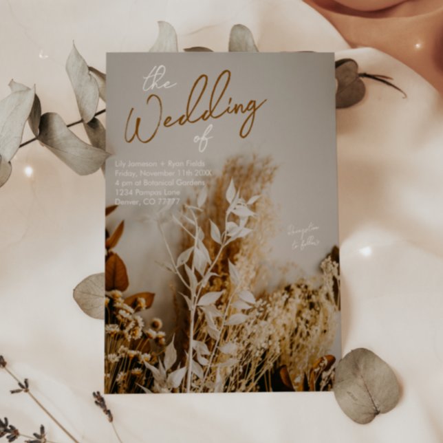 Modern Boho Rustic Dried Flowers Invitation (Creator Uploaded)