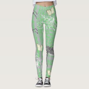 Modern Boho Safari Green Pattern Leggings