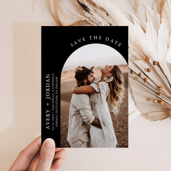 Modern Boho Save The Date | Photo Minimalist Card by WildBloomDesigns at Zazzle
