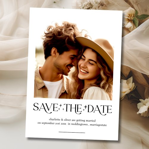 Modern Boho Save the Date Photo Minimalist Card