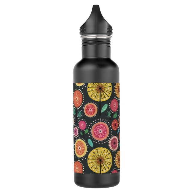 Modern Boho Scandi folk floral Stainless Steel Water Bottle (Left)