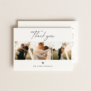 Modern Boho Script Wedding Photo Thank You Card