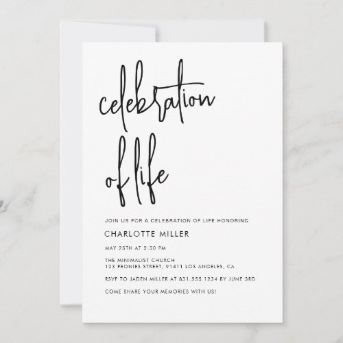 Modern Boho Simple Script Celebration Of Life 