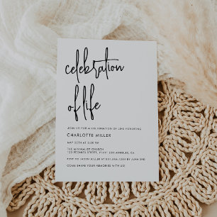 Modern Boho Simple Script Celebration Of Life Invitation