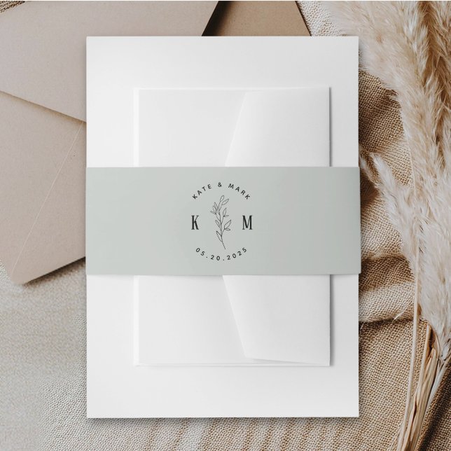 Modern Boho Soft Sage Wedding Invitation Belly Band (Creator Uploaded)