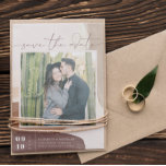 Modern Boho Spiced Terra Cotta | Square Photo Save The Date<br><div class="desc">This minimal photo save the date card features "save the date" in a beautiful free-spirited script that can be changed to any color. Beautiful abstract paint brush strokes frame your photo. Terracotta is a popular color for autumn weddings. Paired with shades of blush and peach makes this invitation suite both...</div>