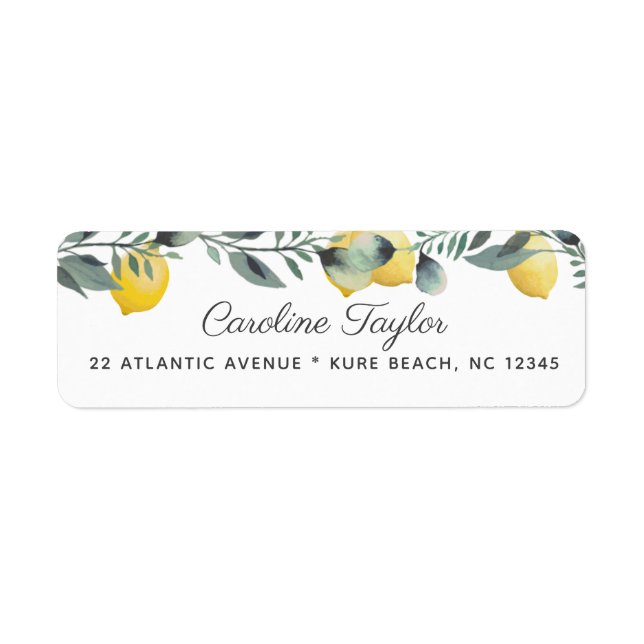 Modern Boho Summer Lemons Greenery Bridal Shower Label (Front)