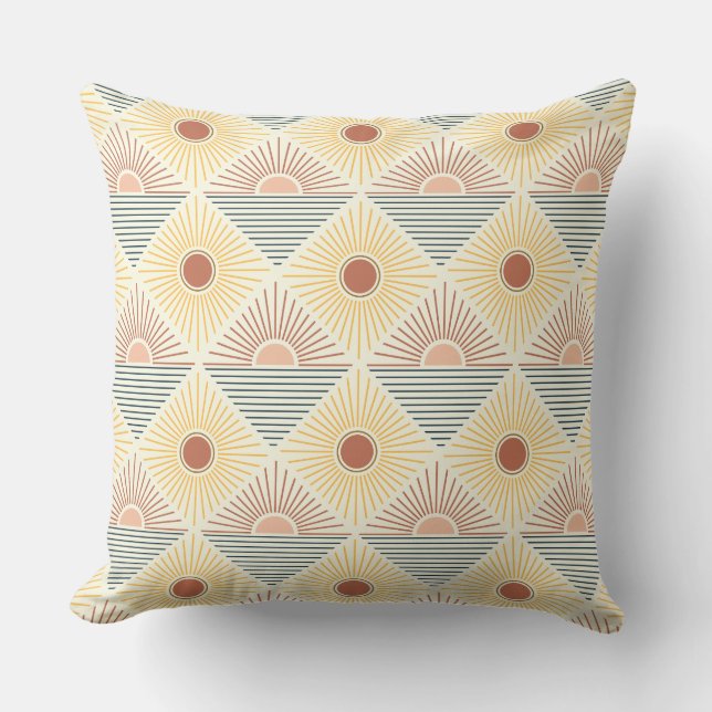 Modern Boho Sun Pattern Throw Pillow (Front)