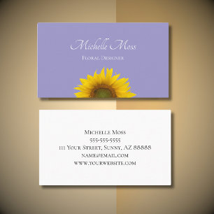 Modern Boho Sunflower Elegant Purple Business Card