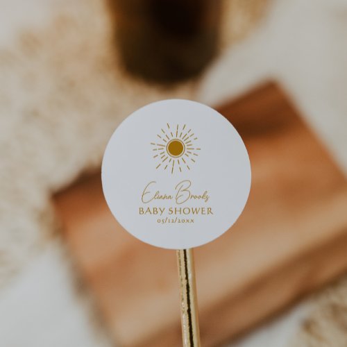 Modern Boho Sunshine Baby Shower Thank You Classic Round Sticker