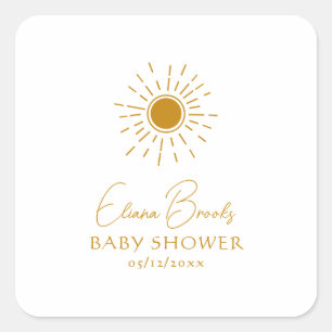 Modern Boho Sunshine Baby Shower Thank You Square Sticker