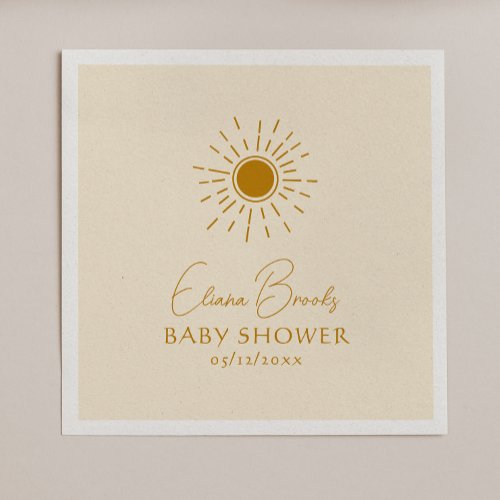 Modern Boho Sunshine  Beige Baby Shower Napkins