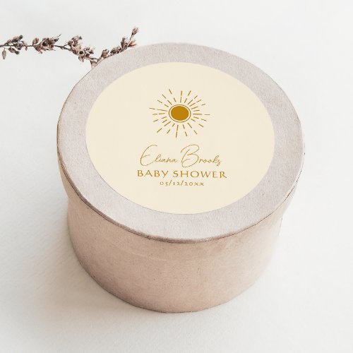 Modern Boho Sunshine  Beige Baby Shower Thank You Classic Round Sticker