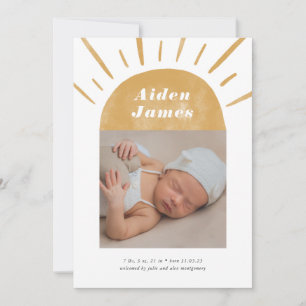 Modern Boho Sunshine in Mustard Birth Announcement