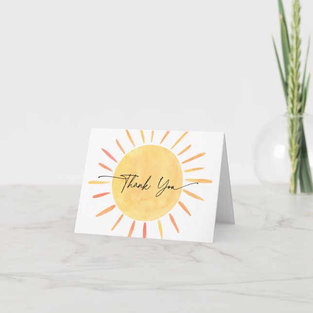 Modern Boho Sunshine Letterpress Thank You Card (Front)